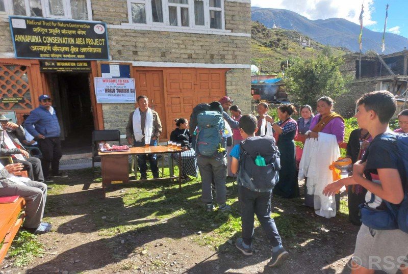 Tourists in Manang for Dashain